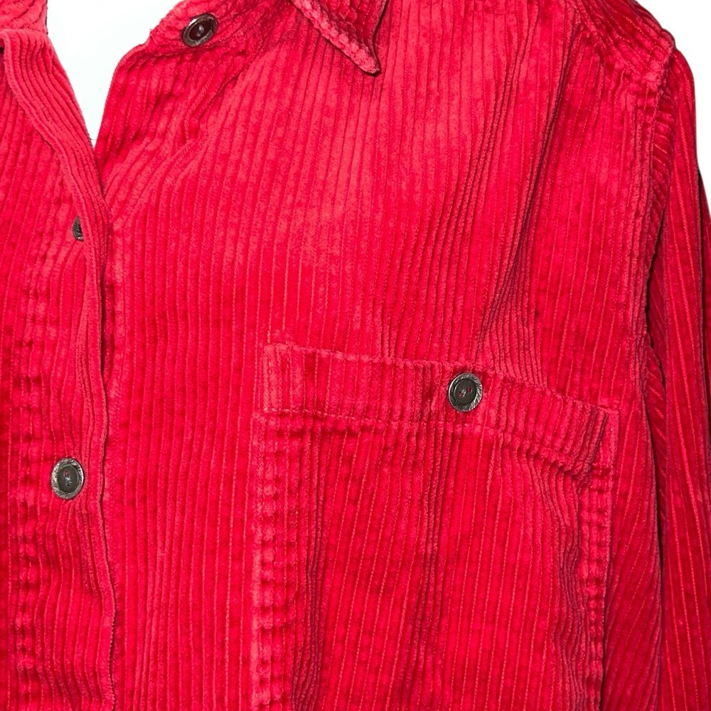 Roamans Shacket Womens 12X Red Wide Wale Corduroy Jacket Shirt Oversized Holiday